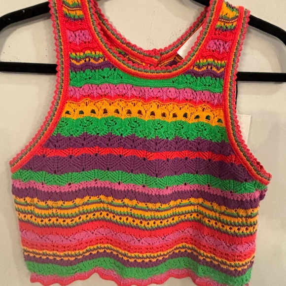 ba&sh Multicolor Crochet Knit Tank - Pink, Green, Yellow, Purple, Red - Picture 3 of 7